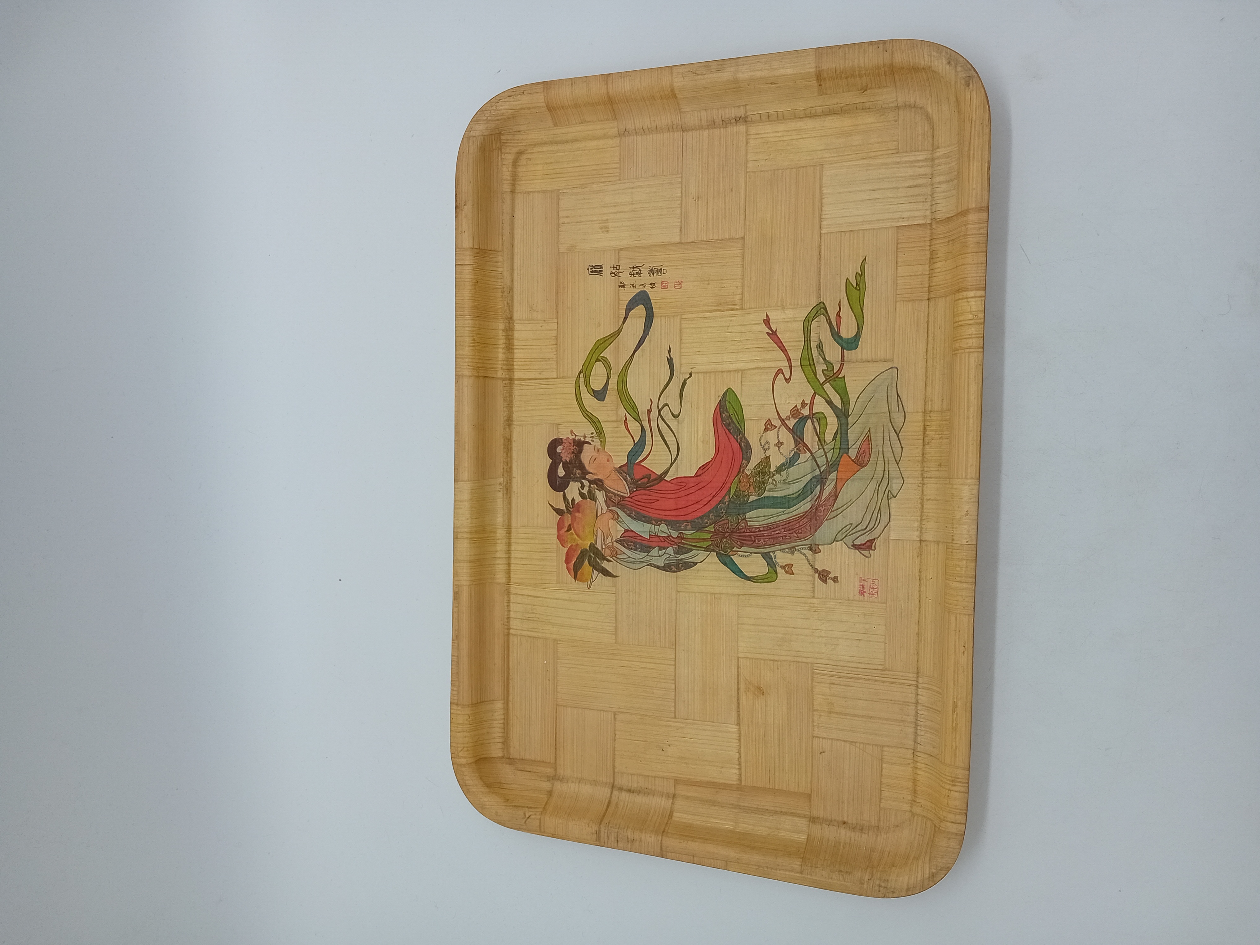 Lot De 3 Plateaux Bambou Illustrations Chinoises