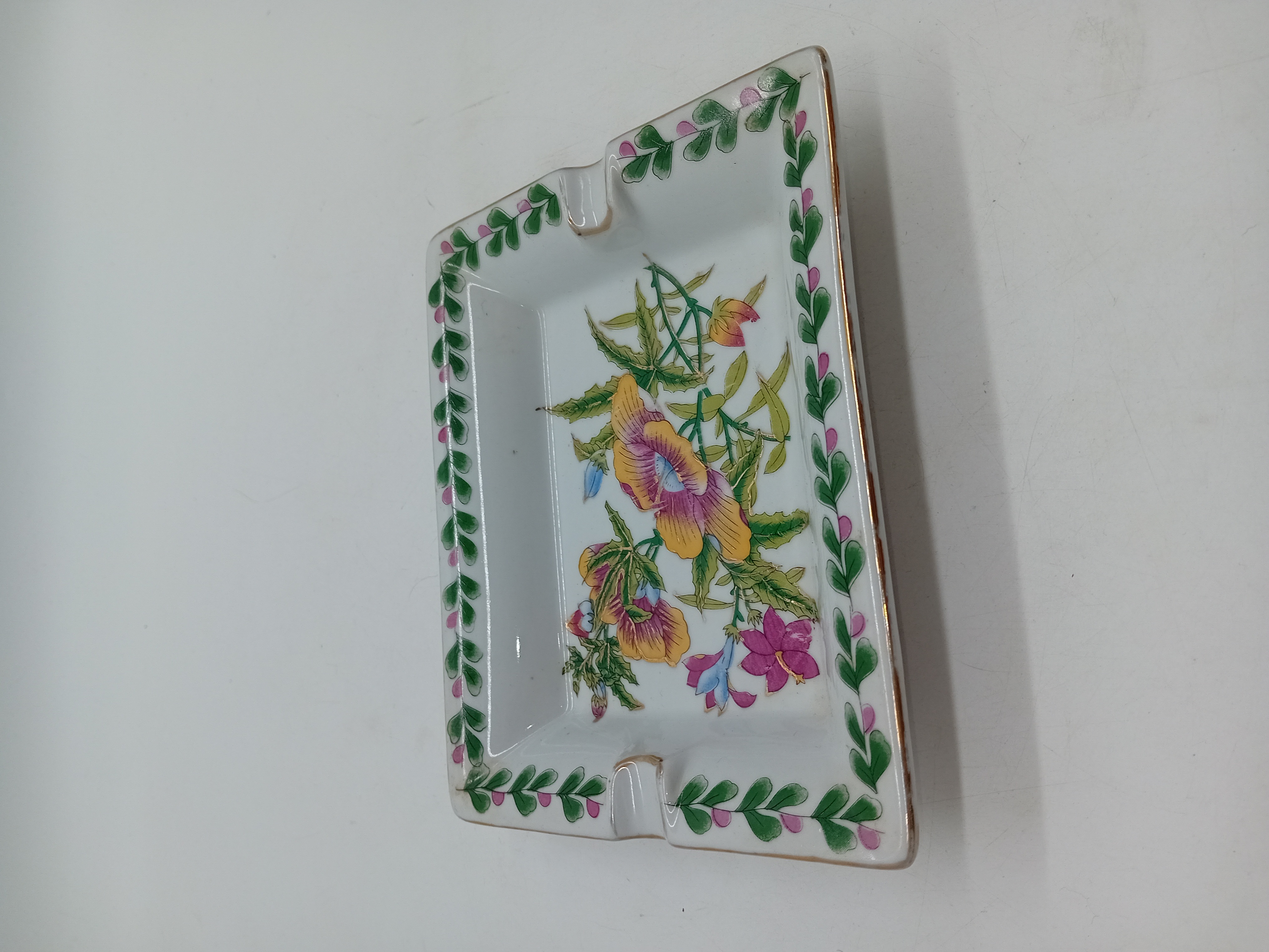 Cendrier Vintage Porcelaine Motif Floral