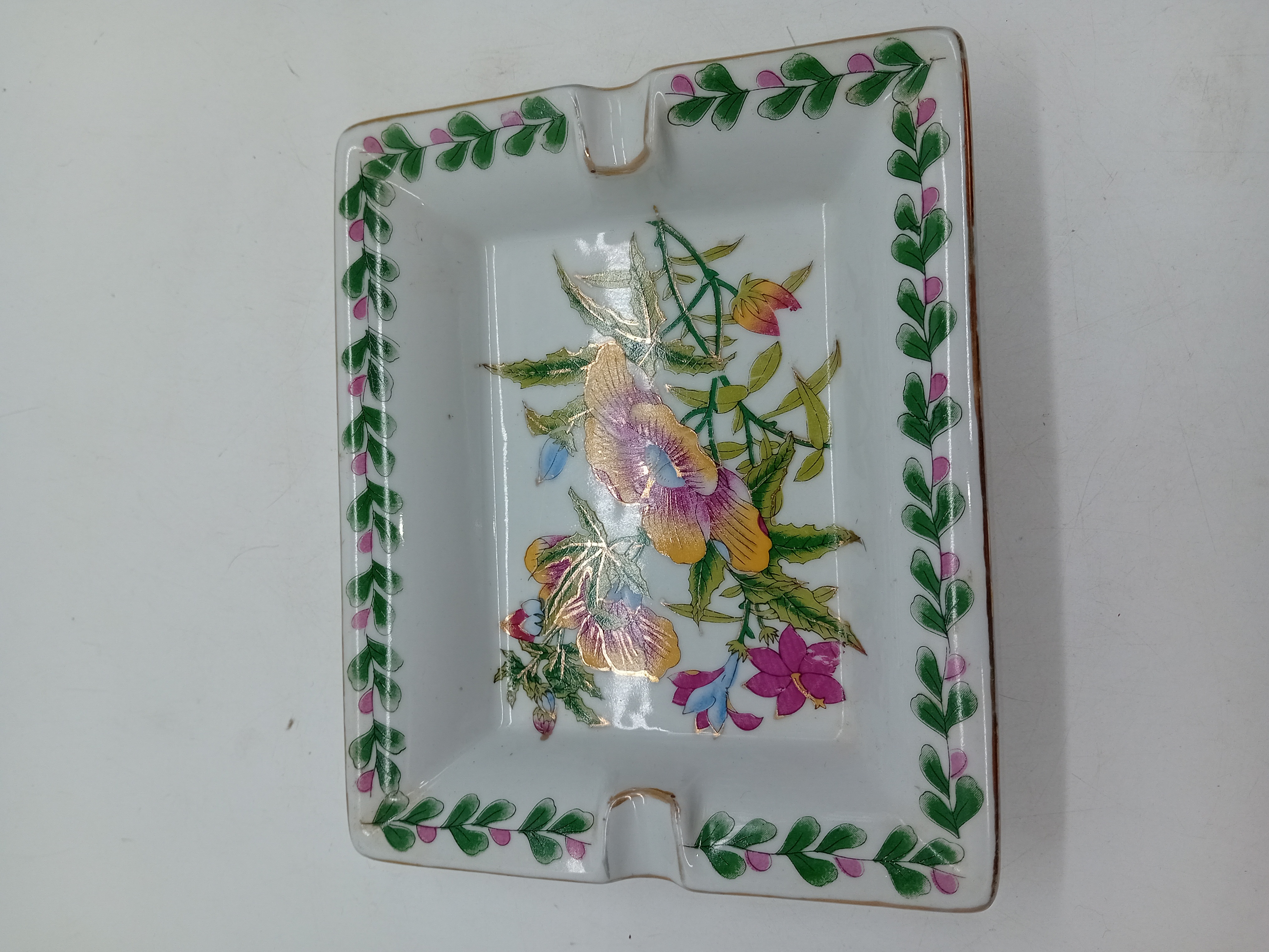 Cendrier Vintage Porcelaine Motif Floral