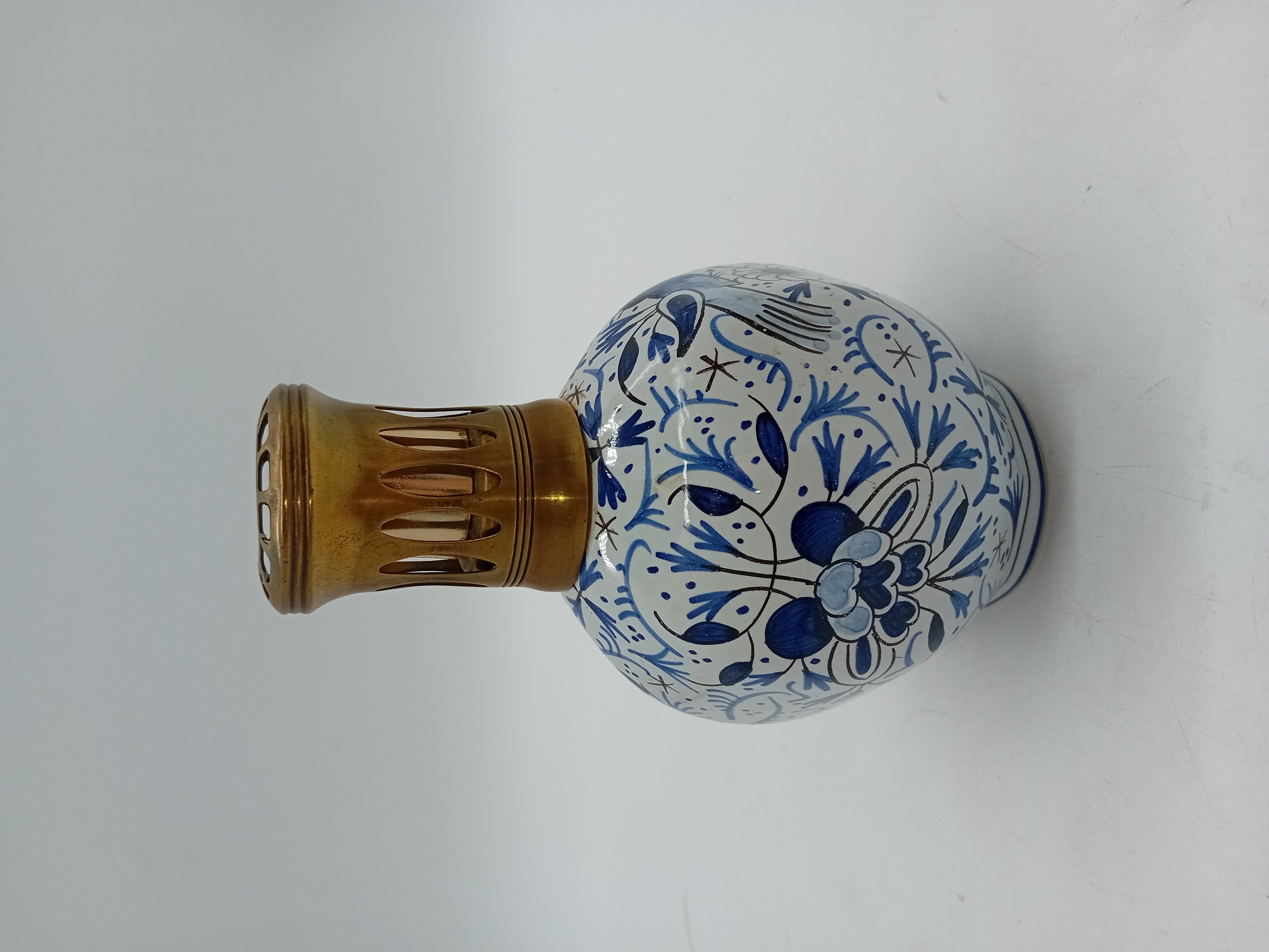 Lampe Berger En Porcelaine Style Delft Bleue Et Blanche