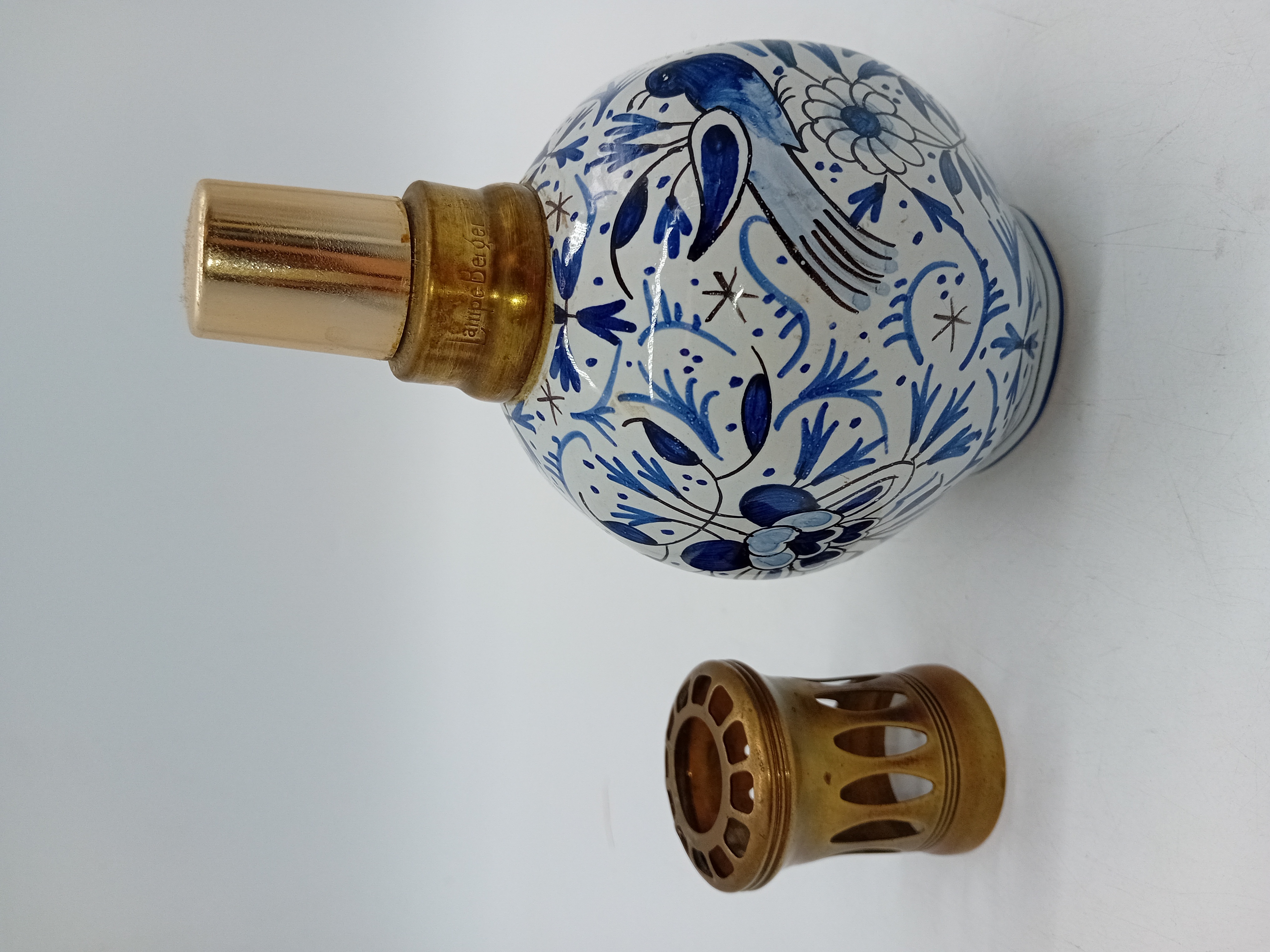 Lampe Berger En Porcelaine Style Delft Bleue Et Blanche