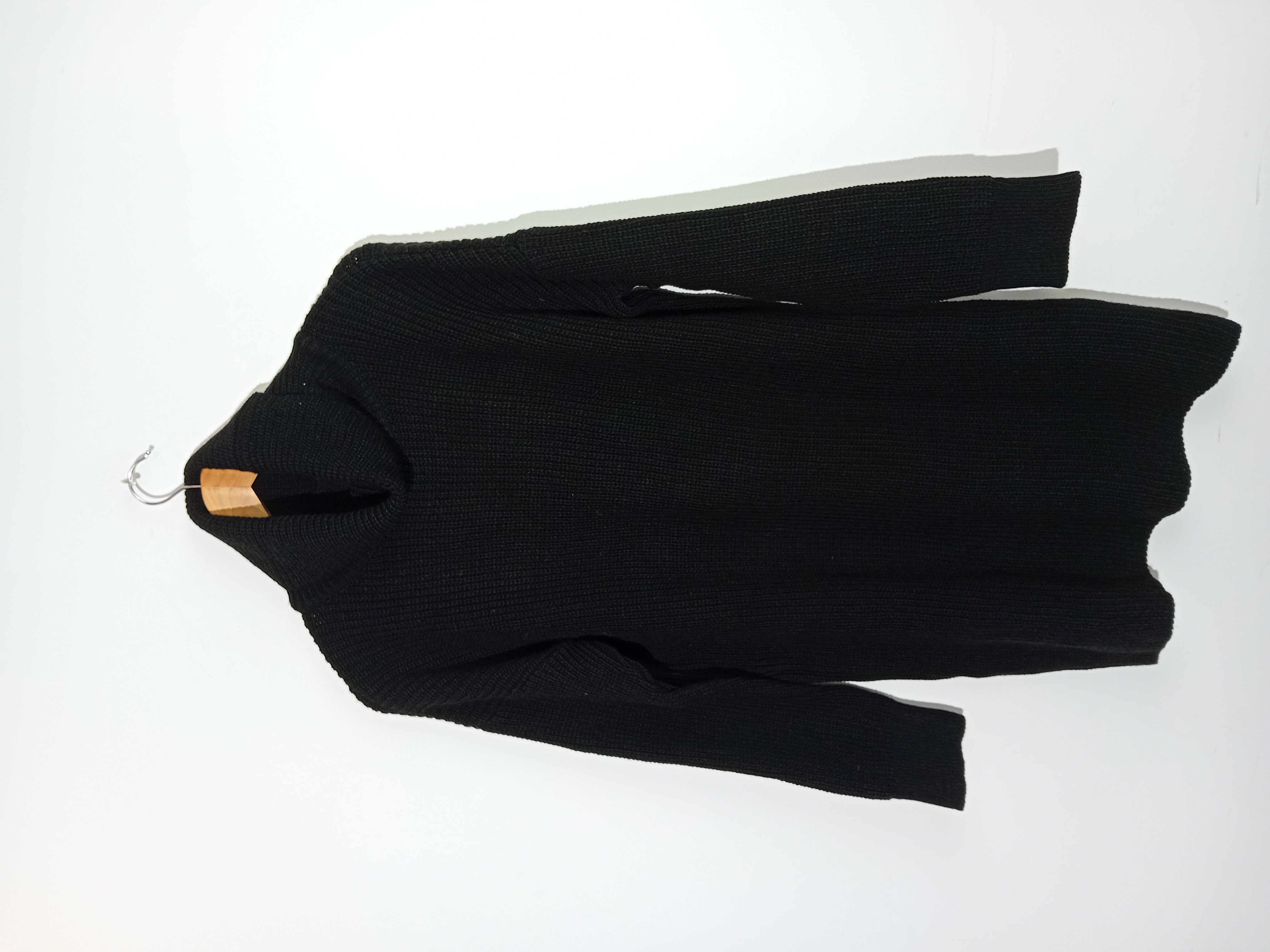 Pull Col Roulé Noir Maille Épaisse