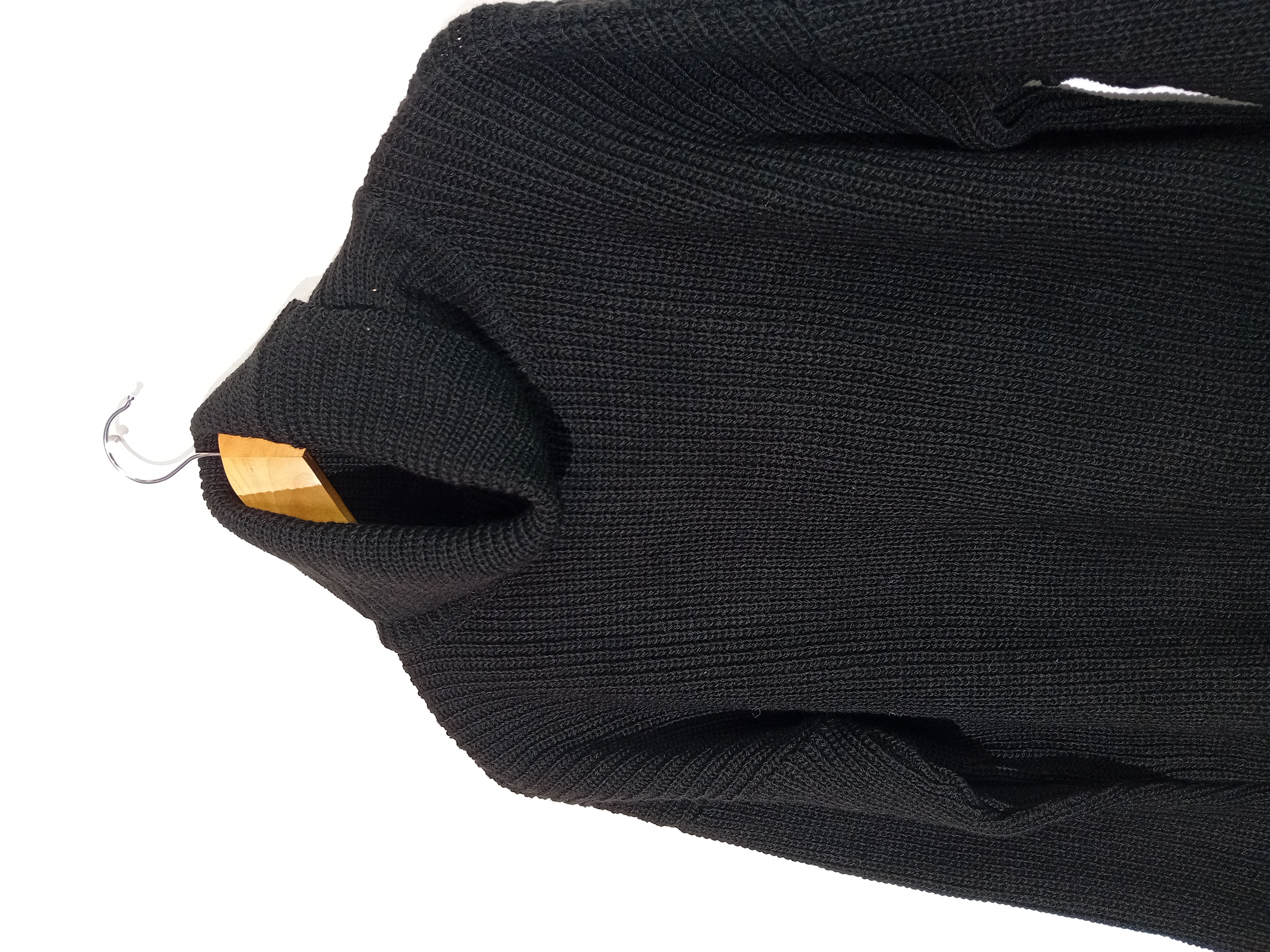 Pull Col Roulé Noir Maille Épaisse