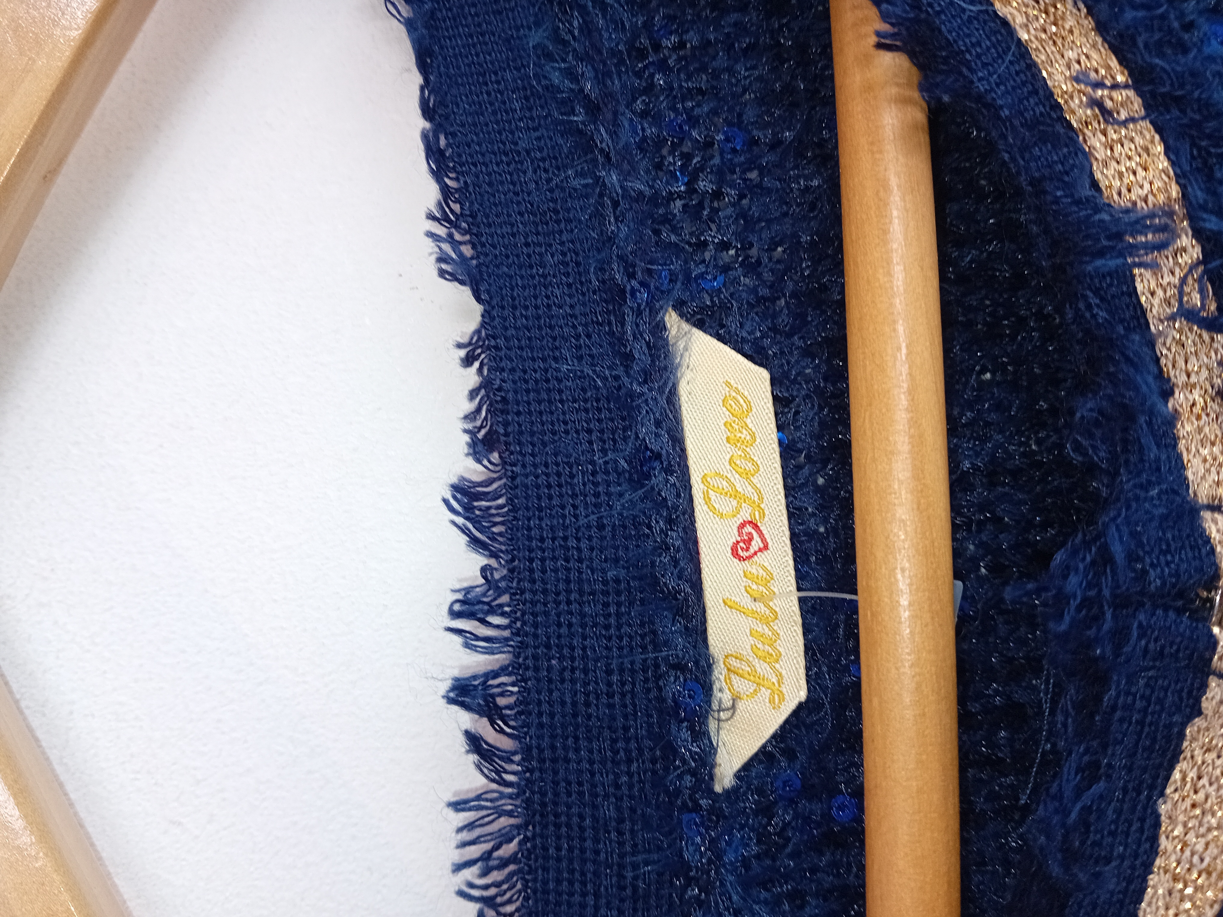 Gilet En Maille Duveteuse Sequins Bleu Marine