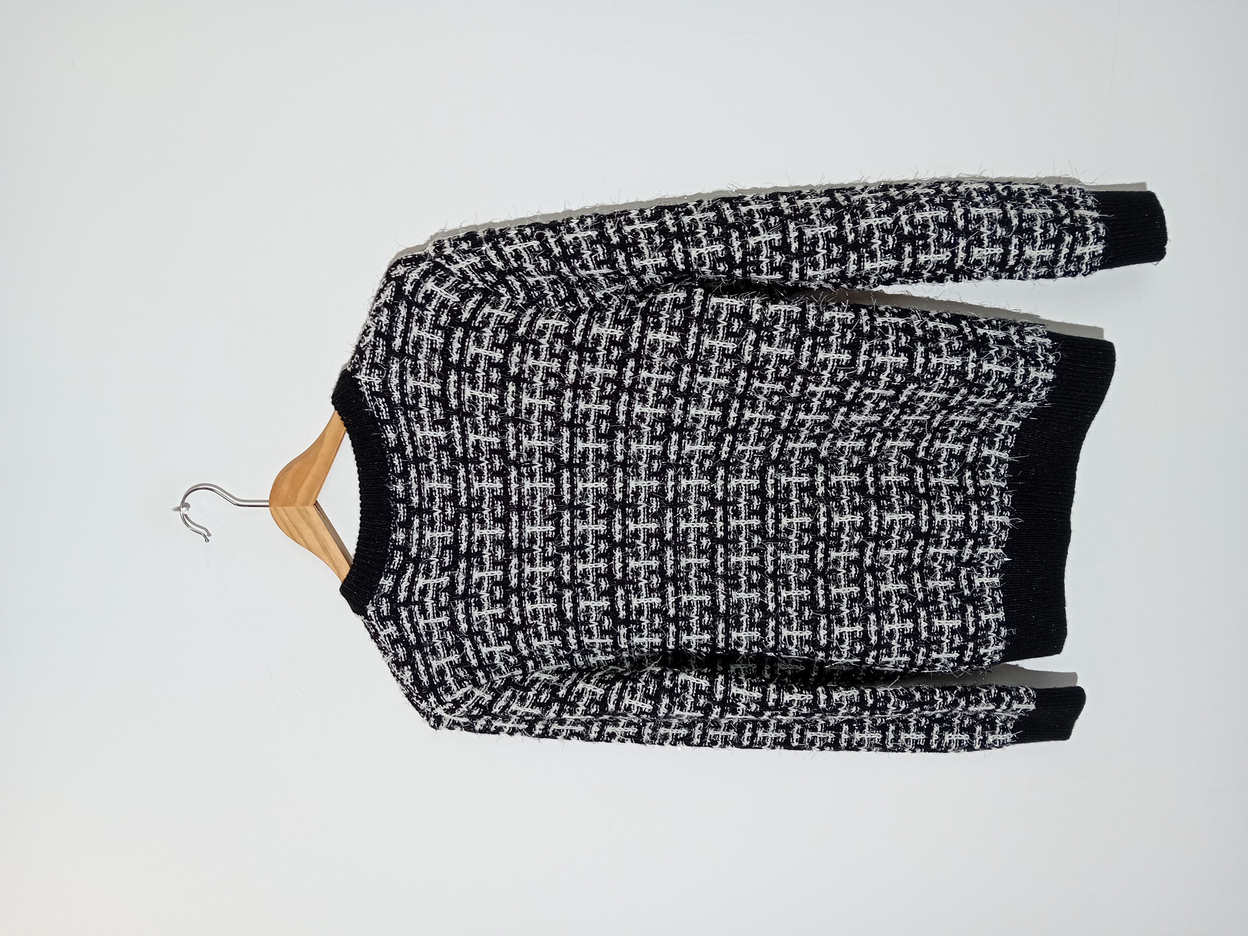 Gilet Maille Tweedée Noir Et Blanc S