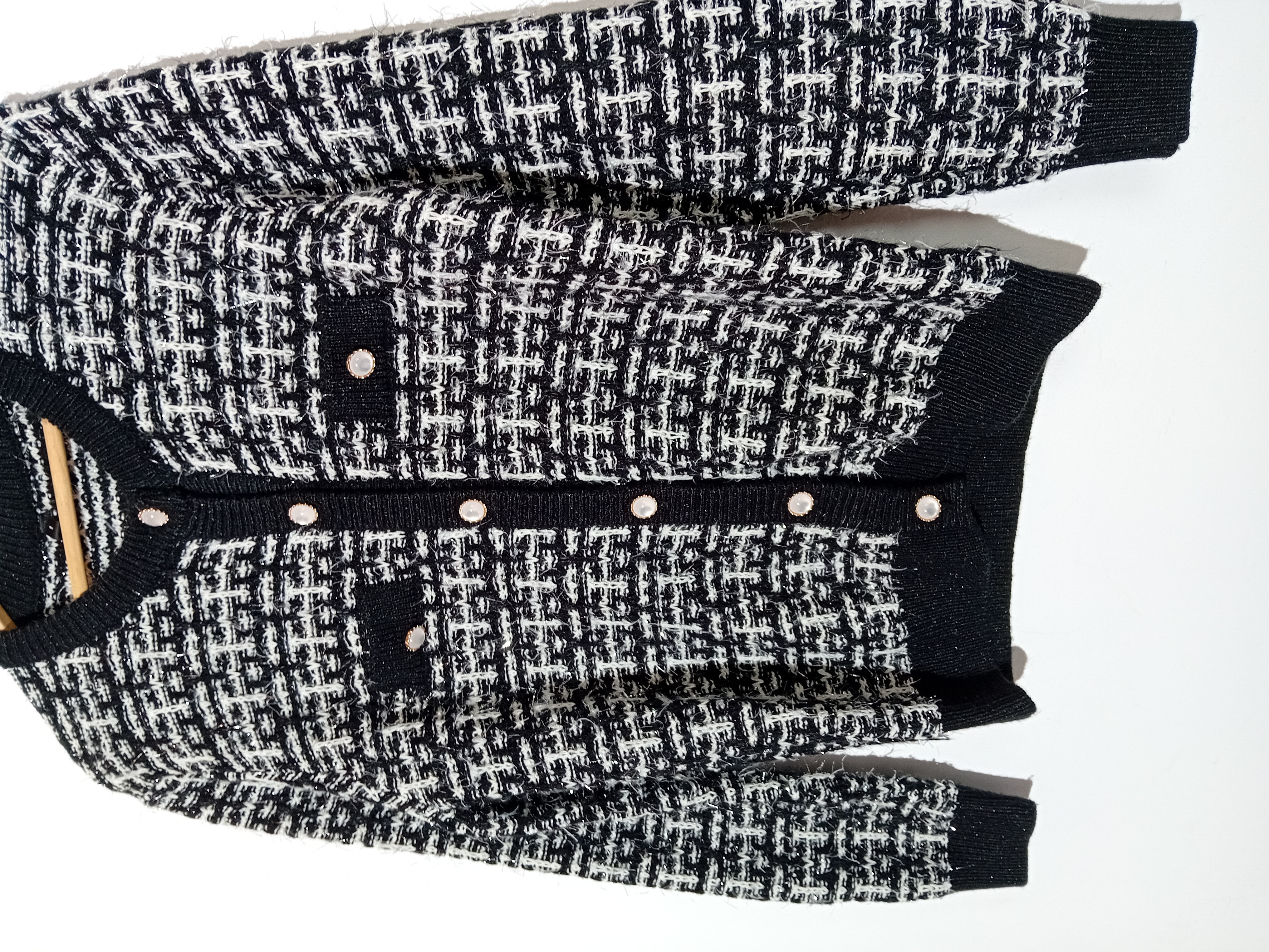Gilet Maille Tweedée Noir Et Blanc S