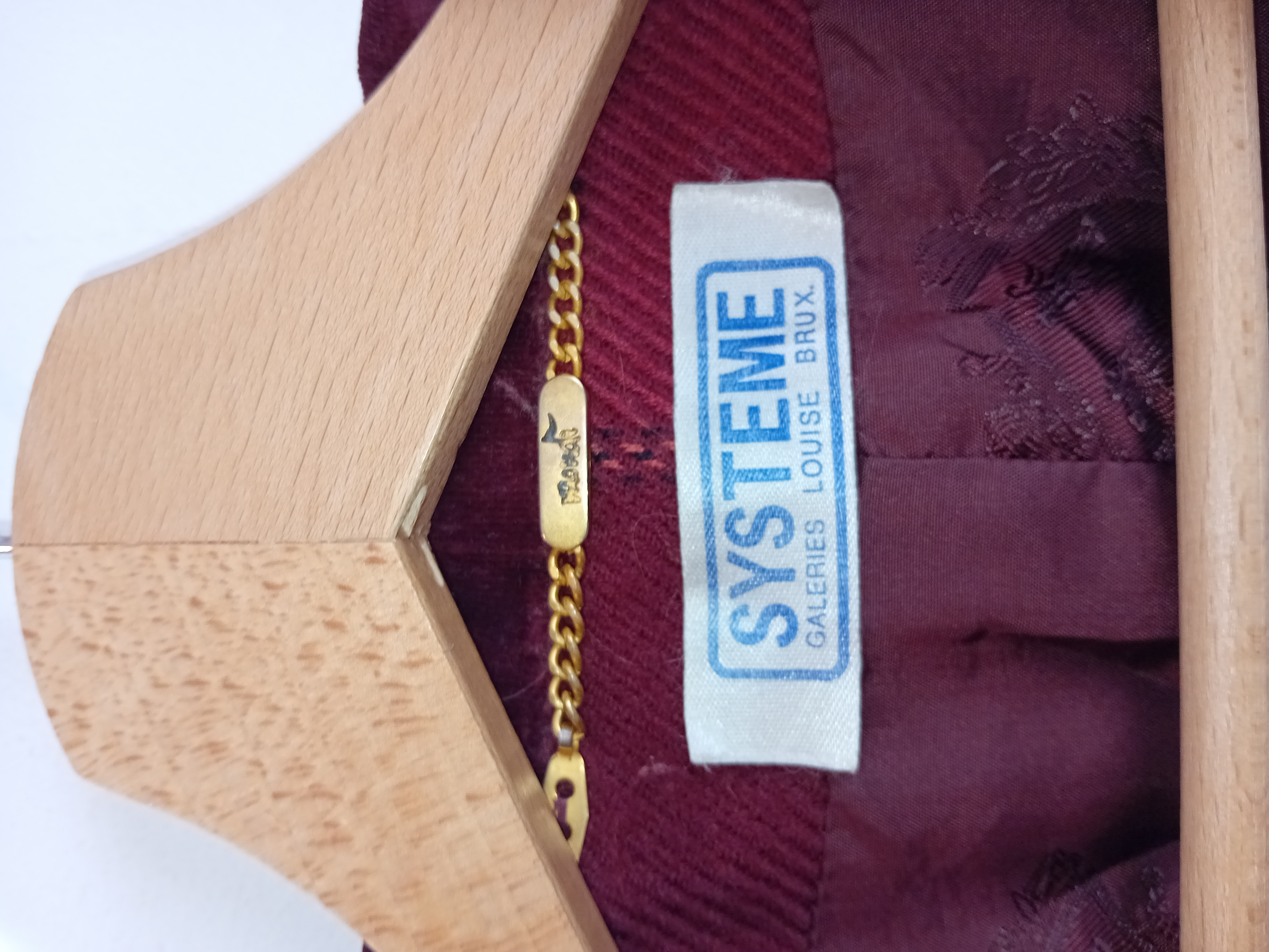 Veste vintage en laine à carreaux bordeaux et jaune