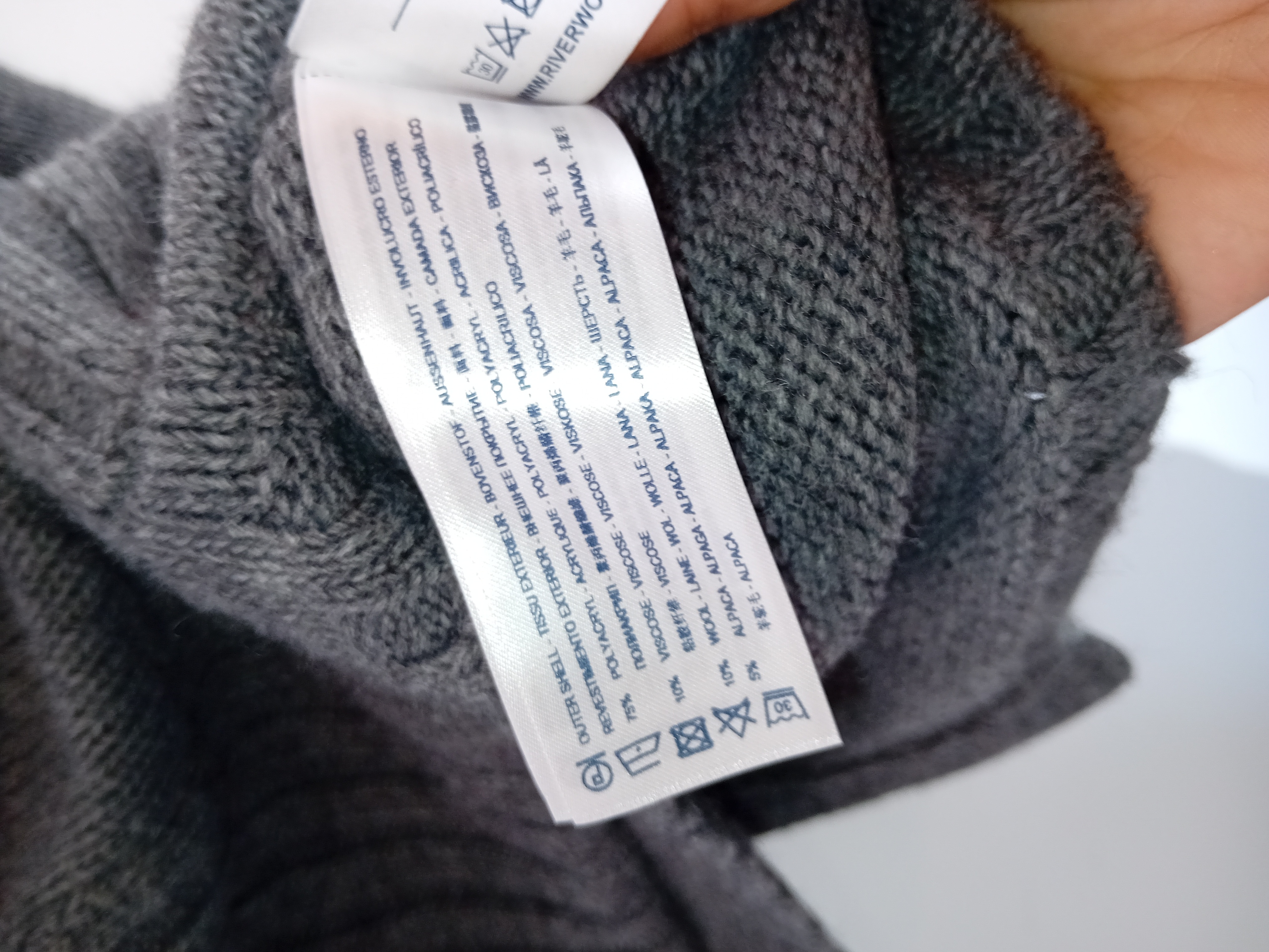 Pull River Woods Gris Col Roulé