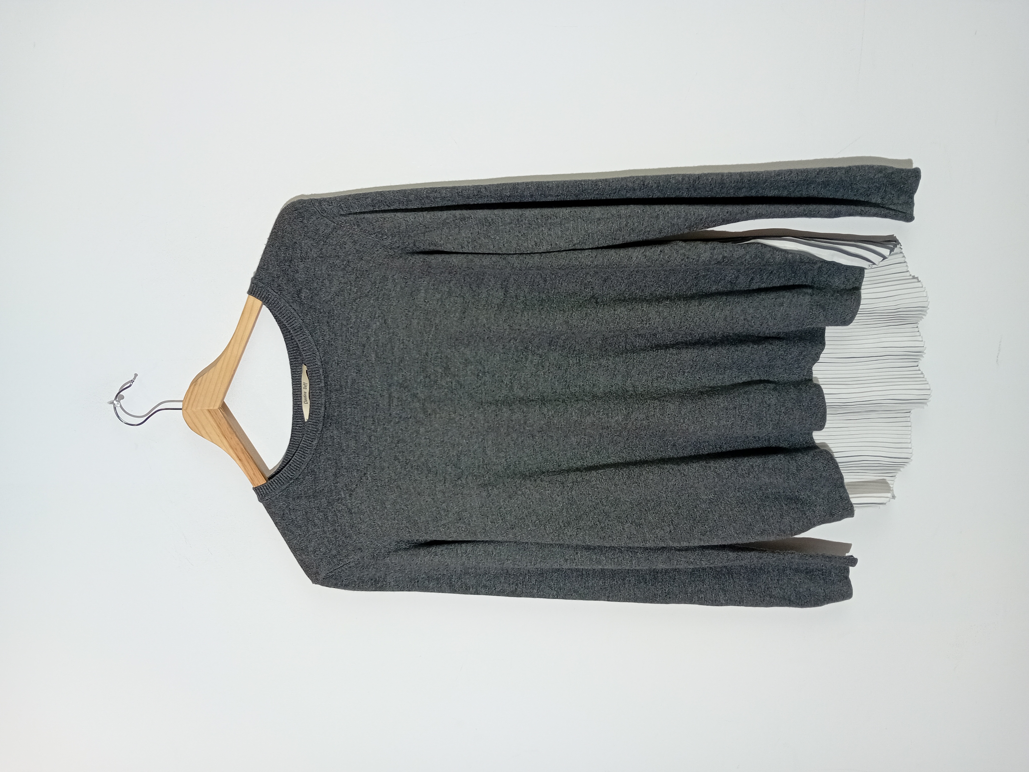 Pull Fin Claudine Daff Gris Bimatiere Dos Plisse S
