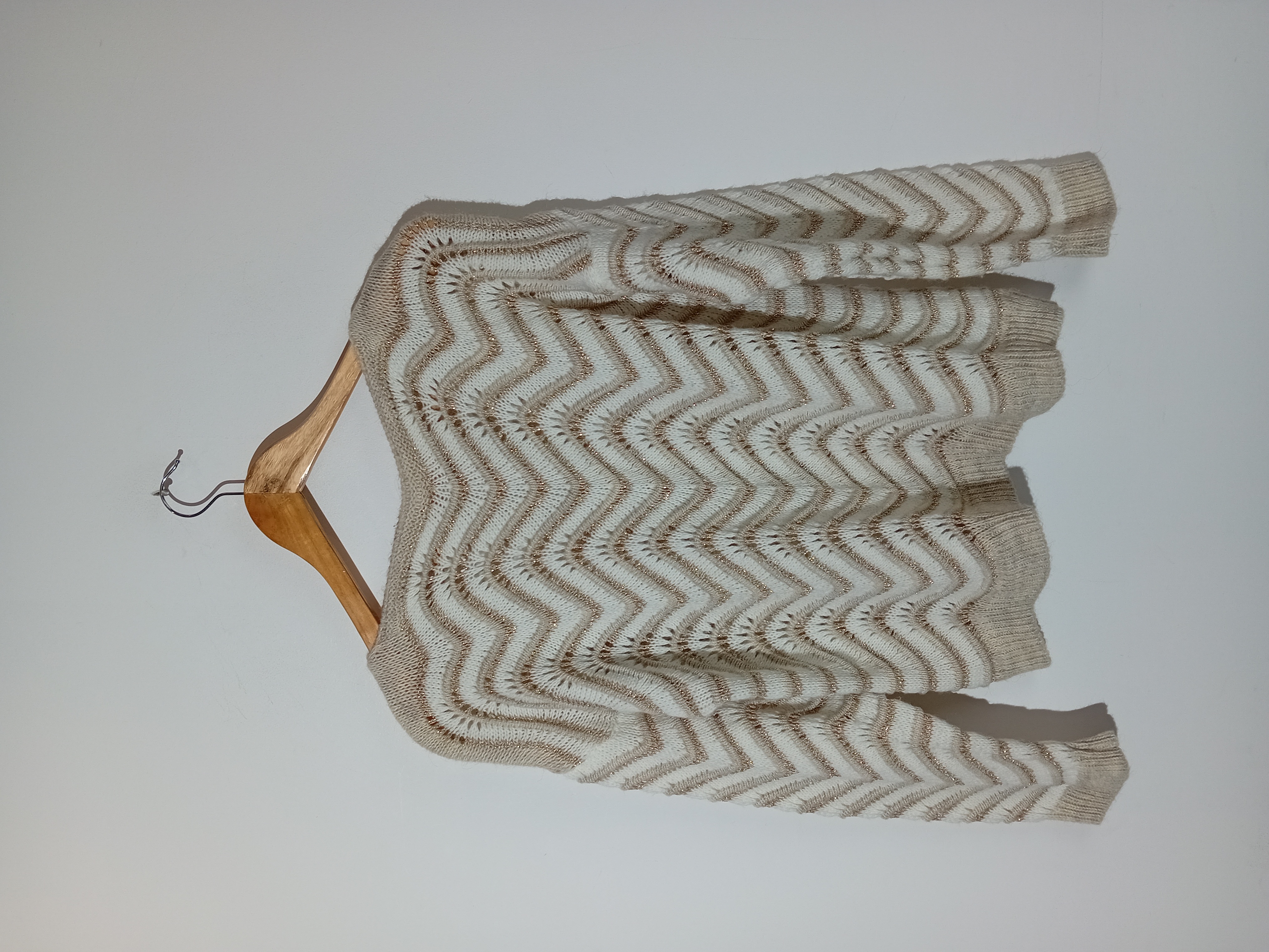 Pull En Maille Beige Et Doré
