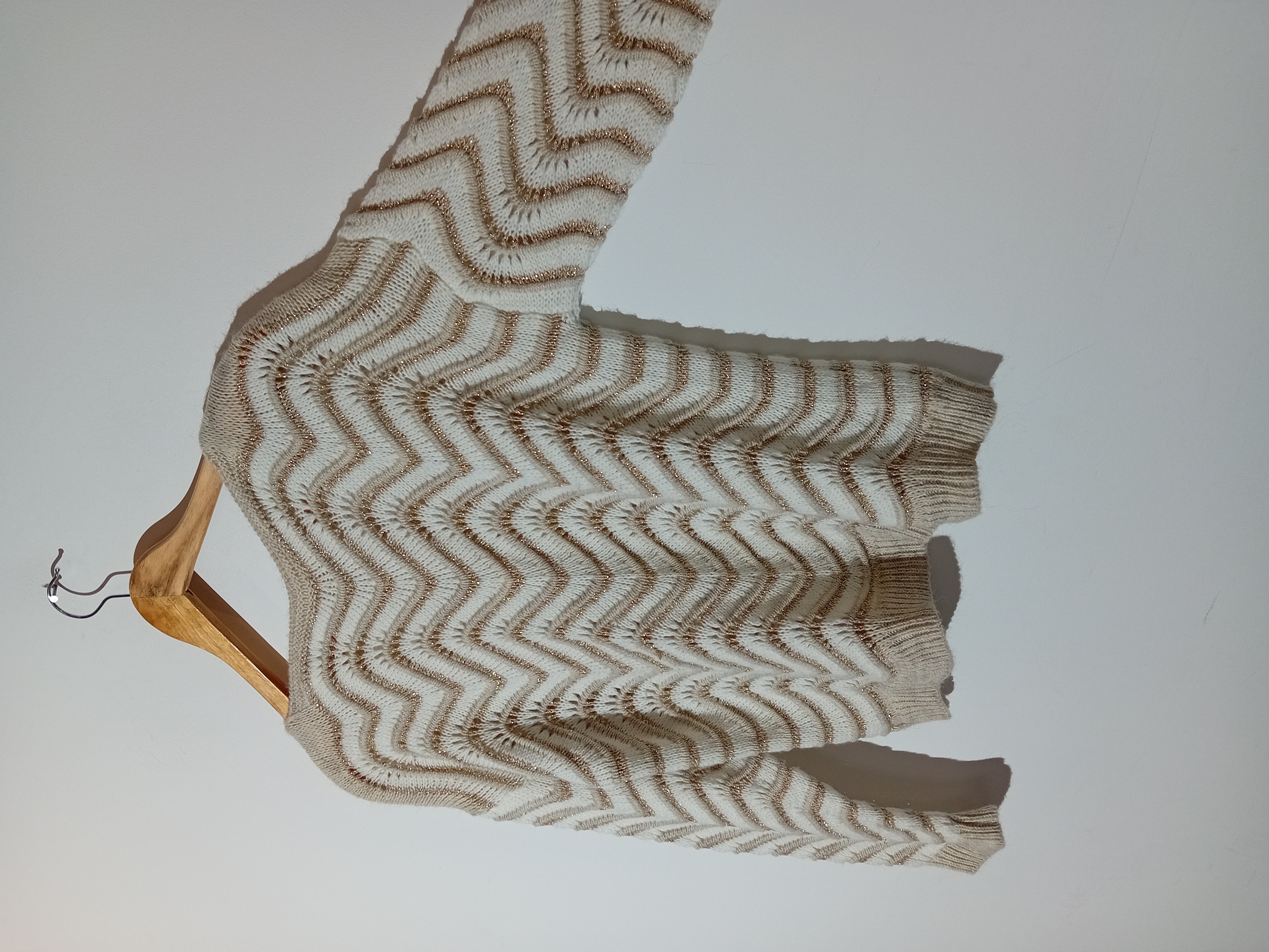Pull En Maille Beige Et Doré