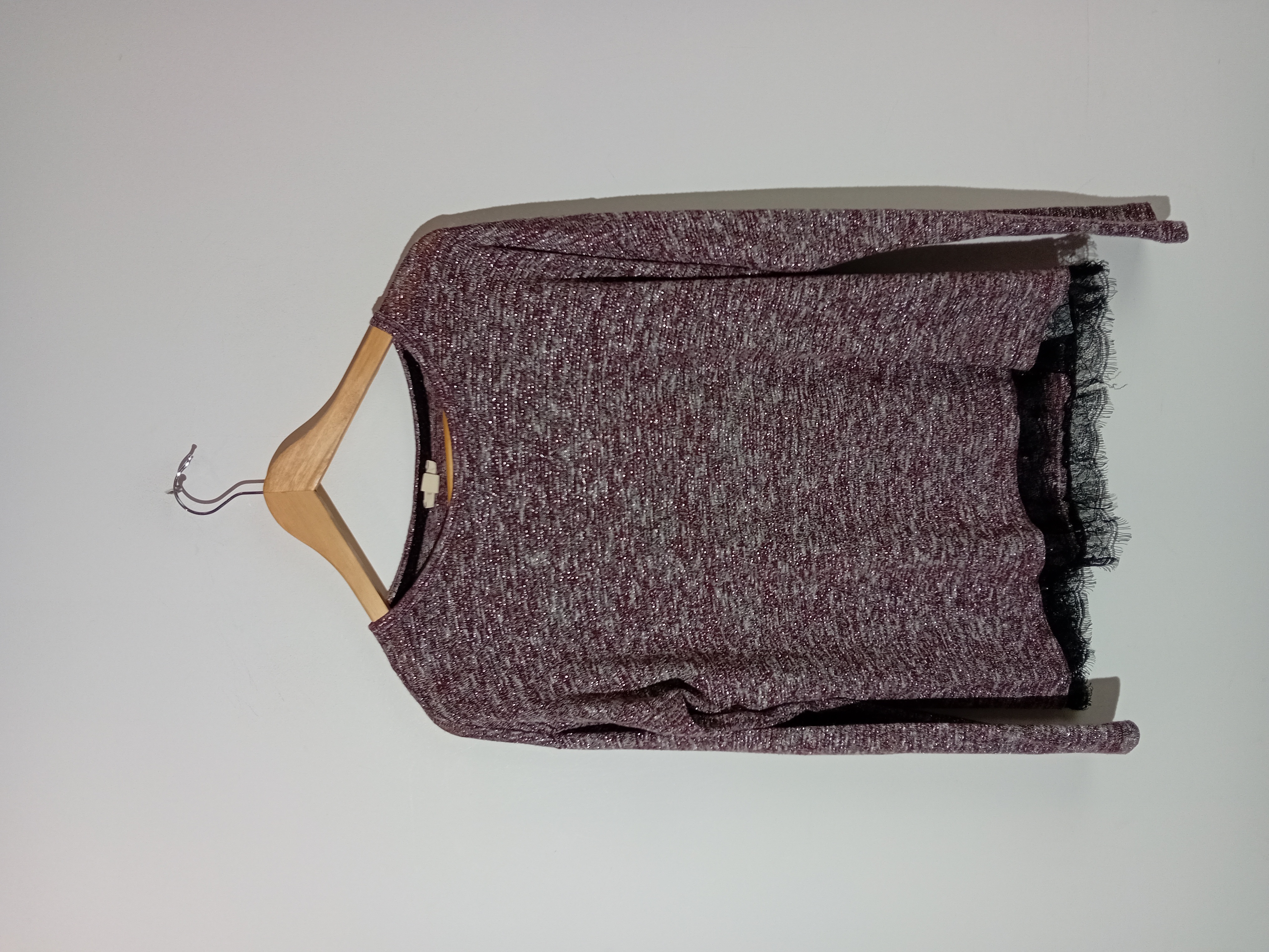 Pull Léger Scintillant Bordeaux Dentelle Esprit