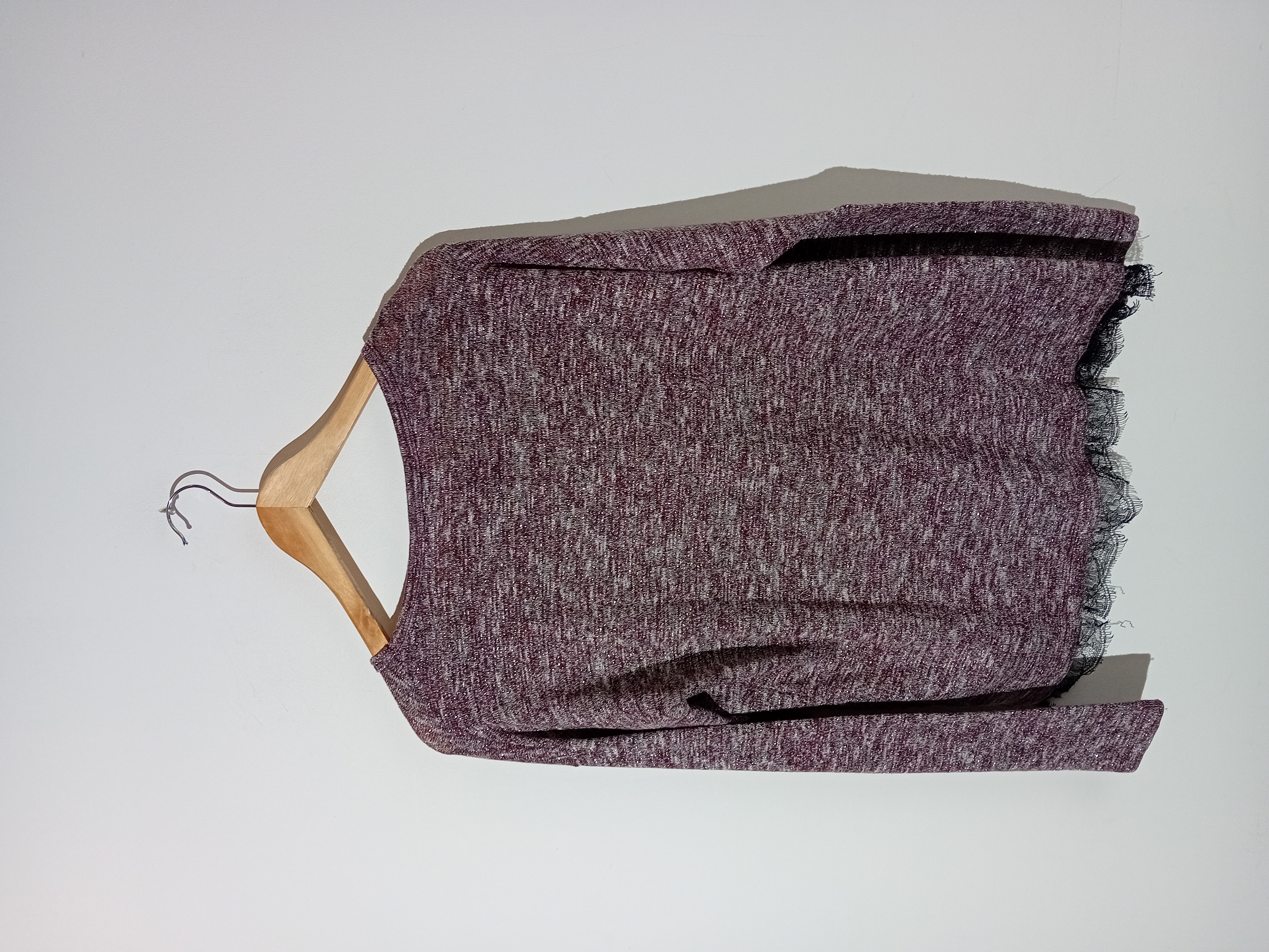 Pull Léger Scintillant Bordeaux Dentelle Esprit