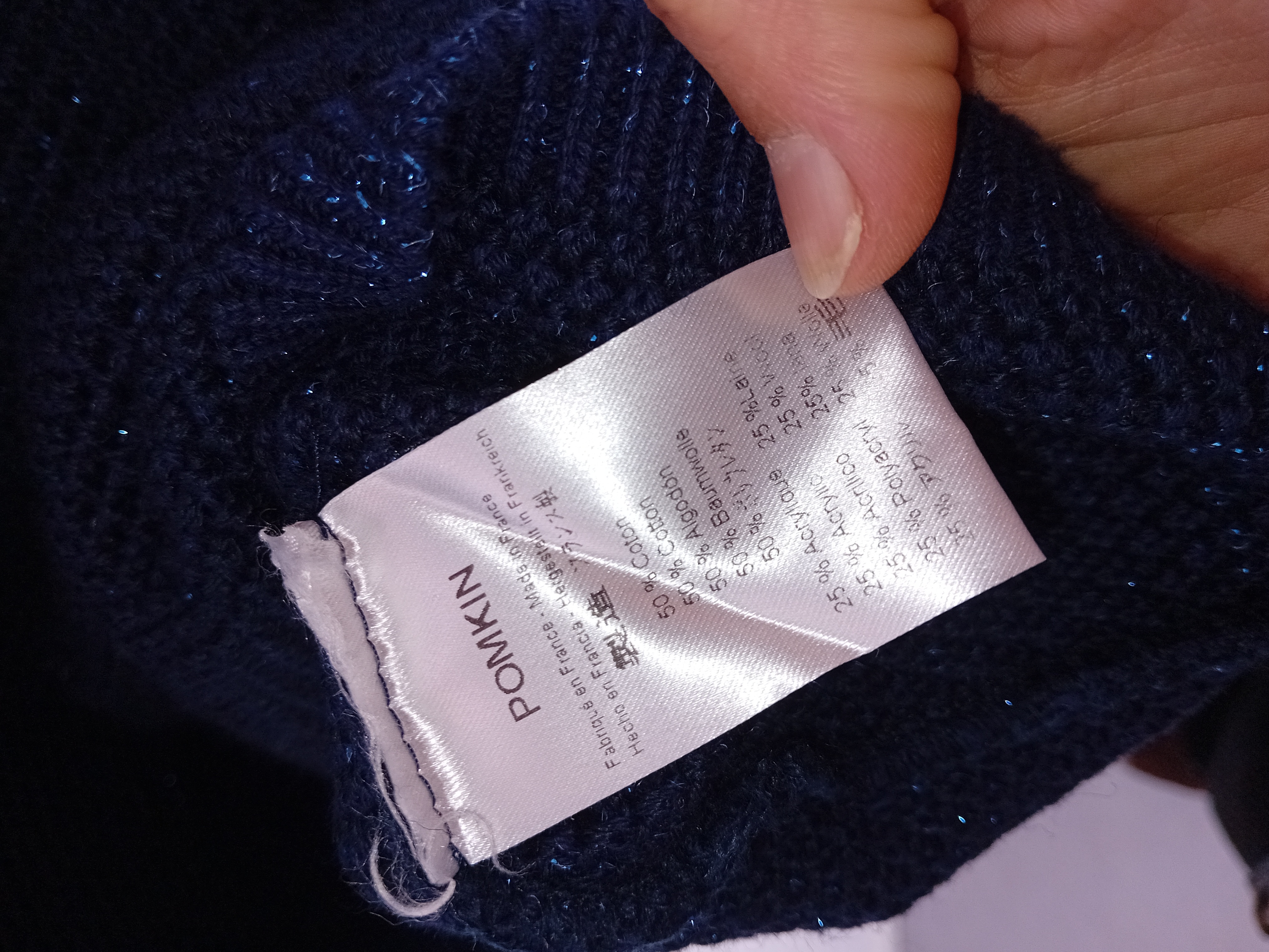 Pull Maille Bleu Marine Pomkin