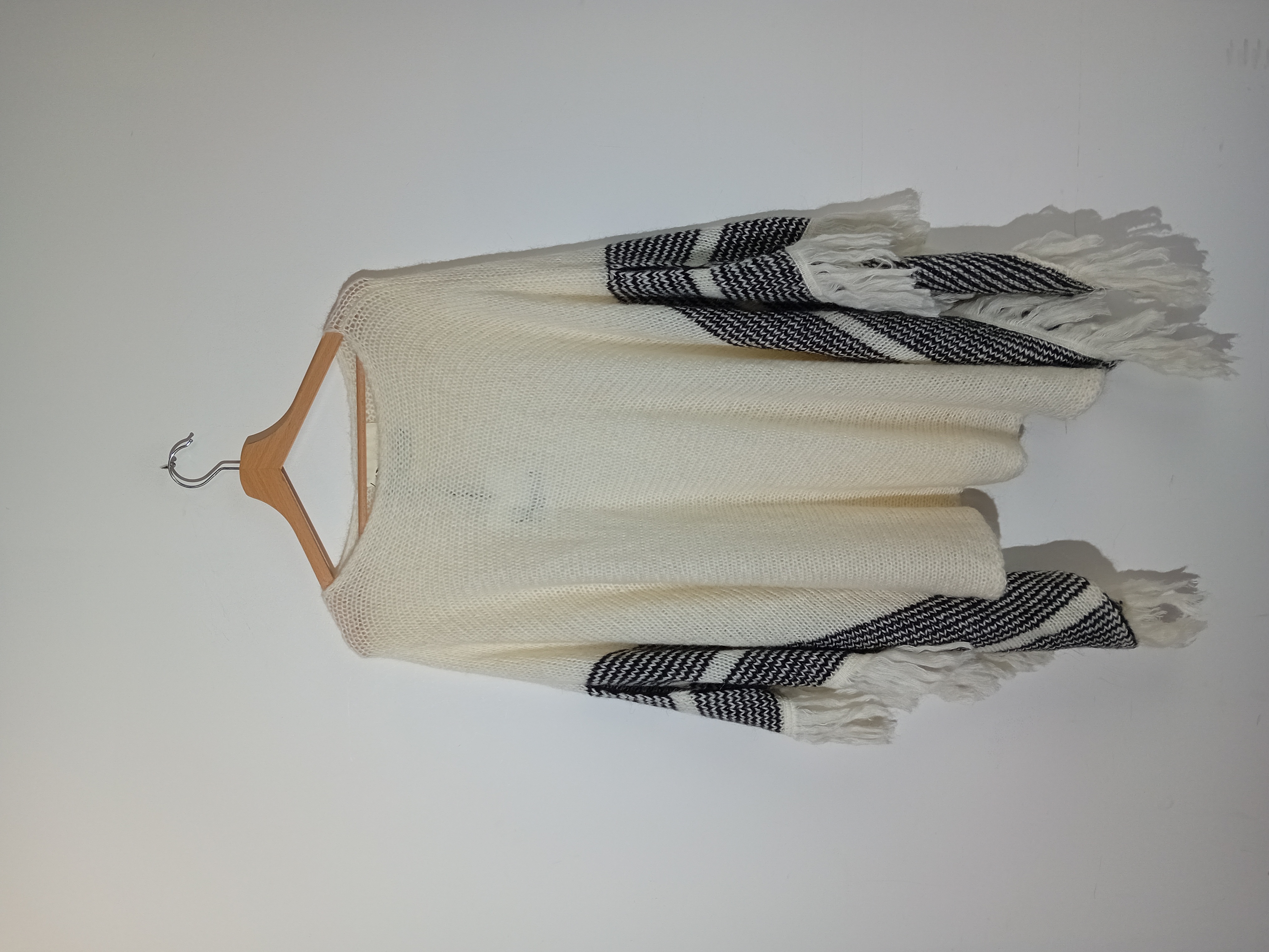 Poncho 8pm Maille Mohair Blanc Noir