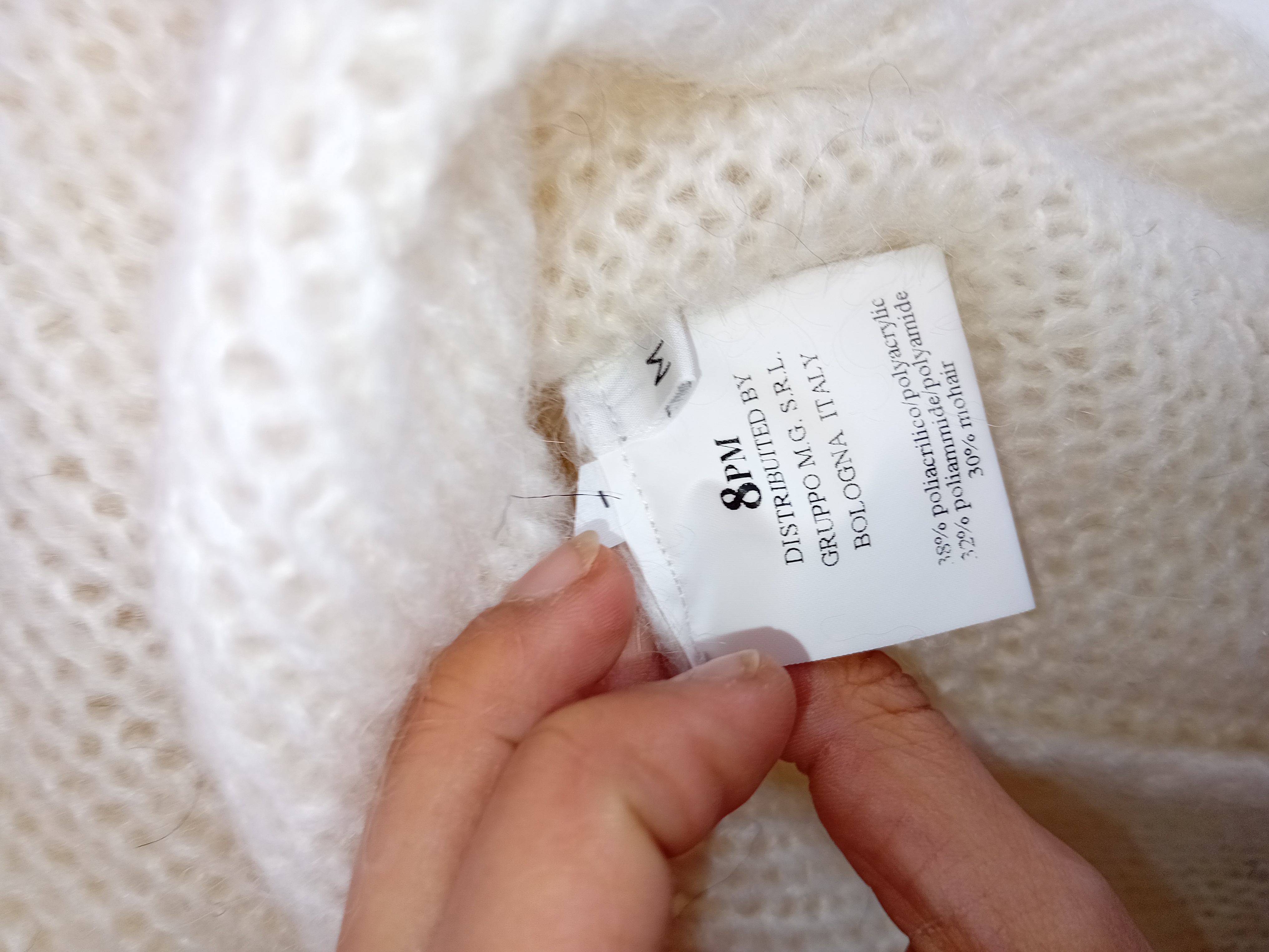 Poncho 8pm Maille Mohair Blanc Noir