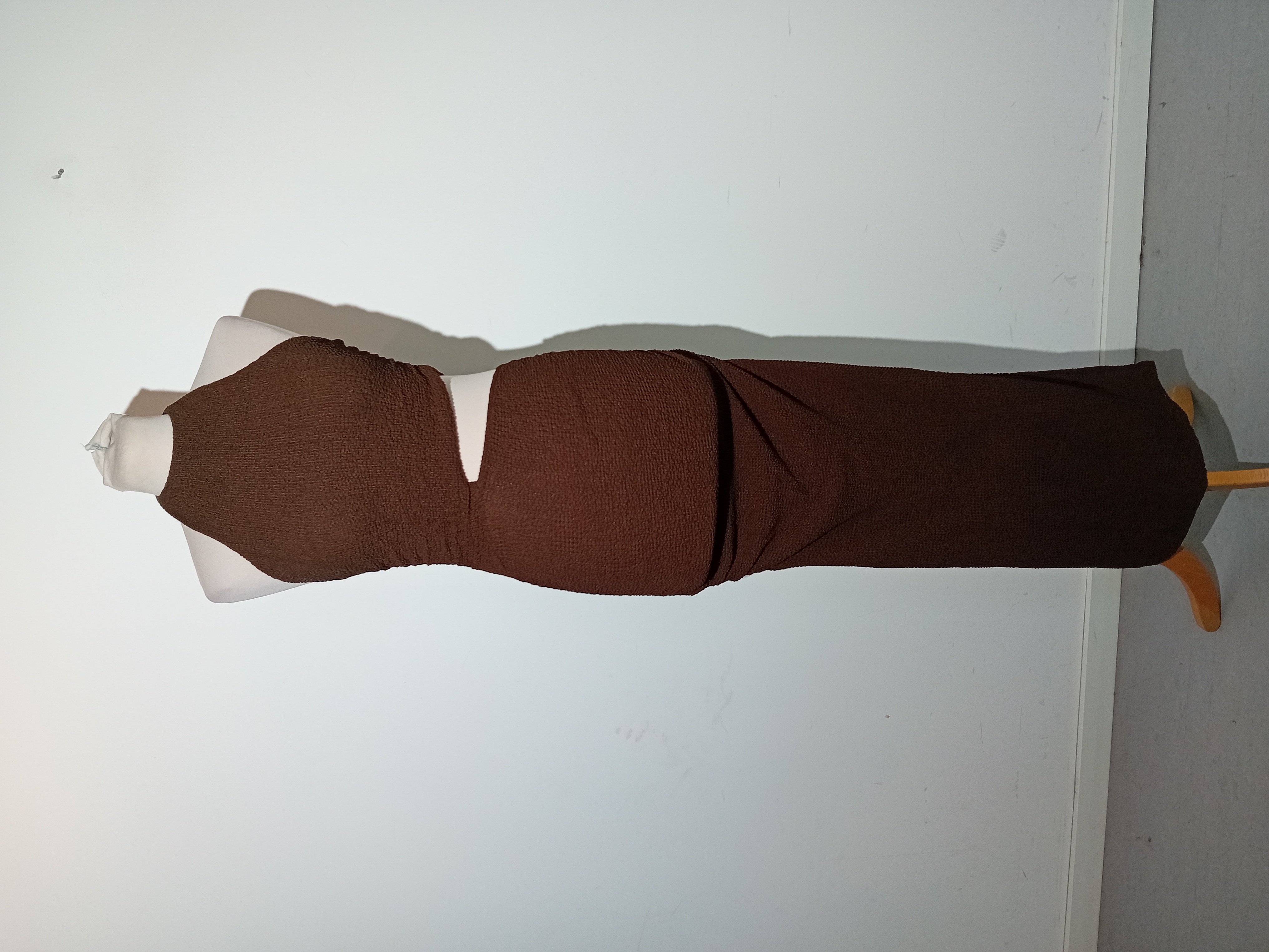 Robe Longue Maille Marron Zara