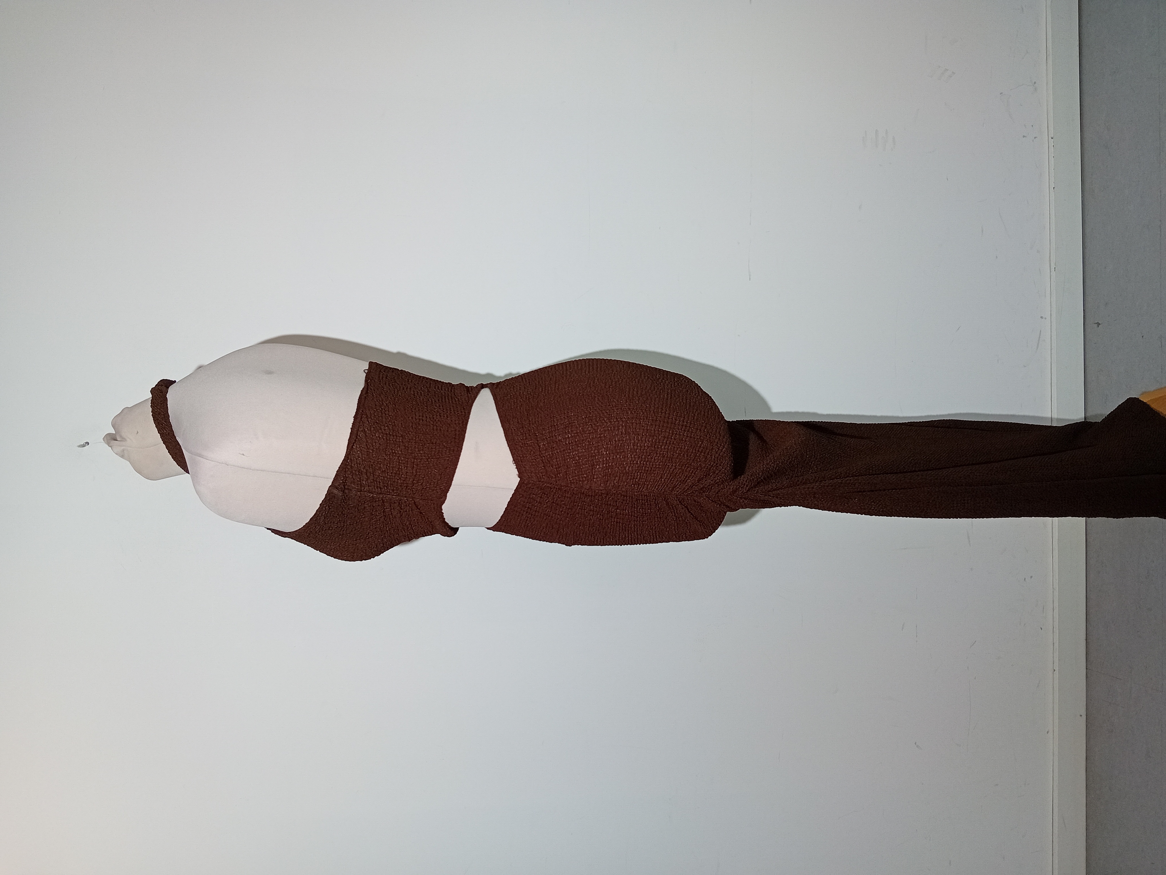 Robe Longue Maille Marron Zara