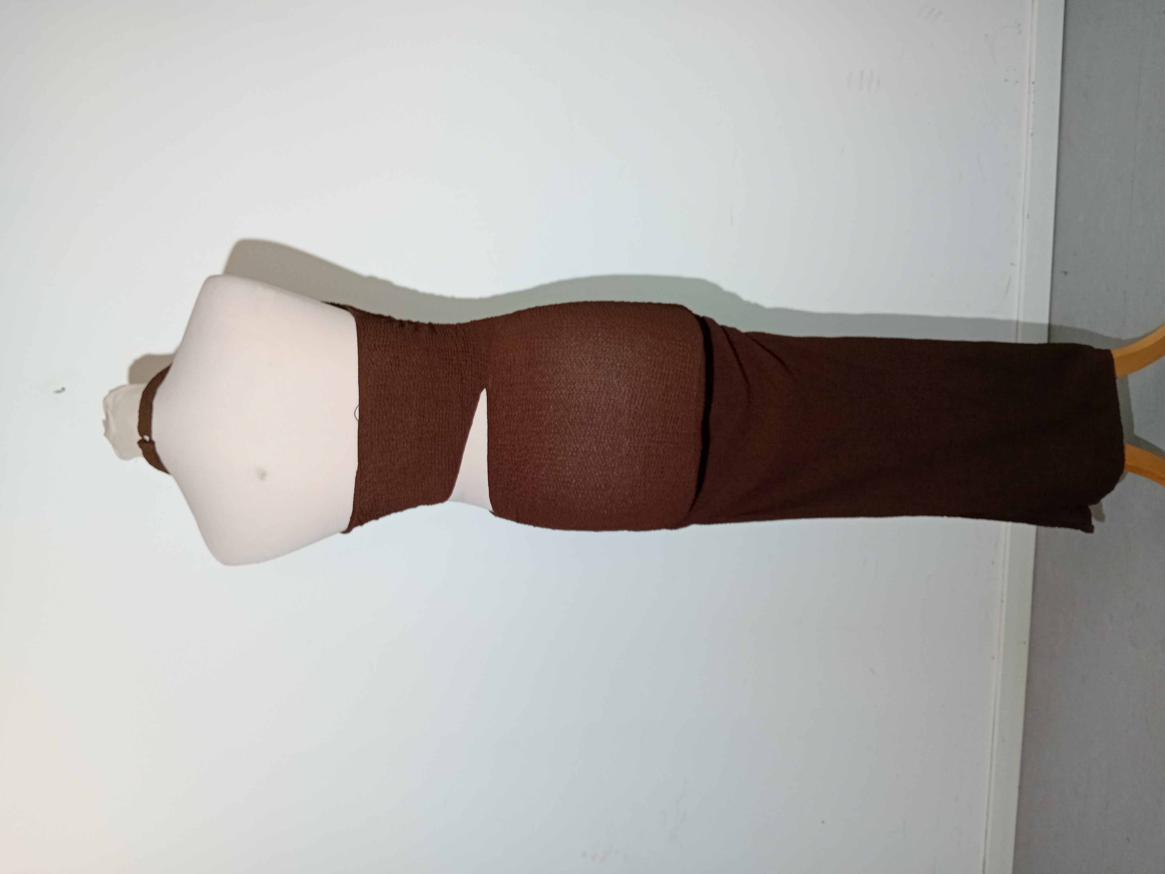 Robe Longue Maille Marron Zara