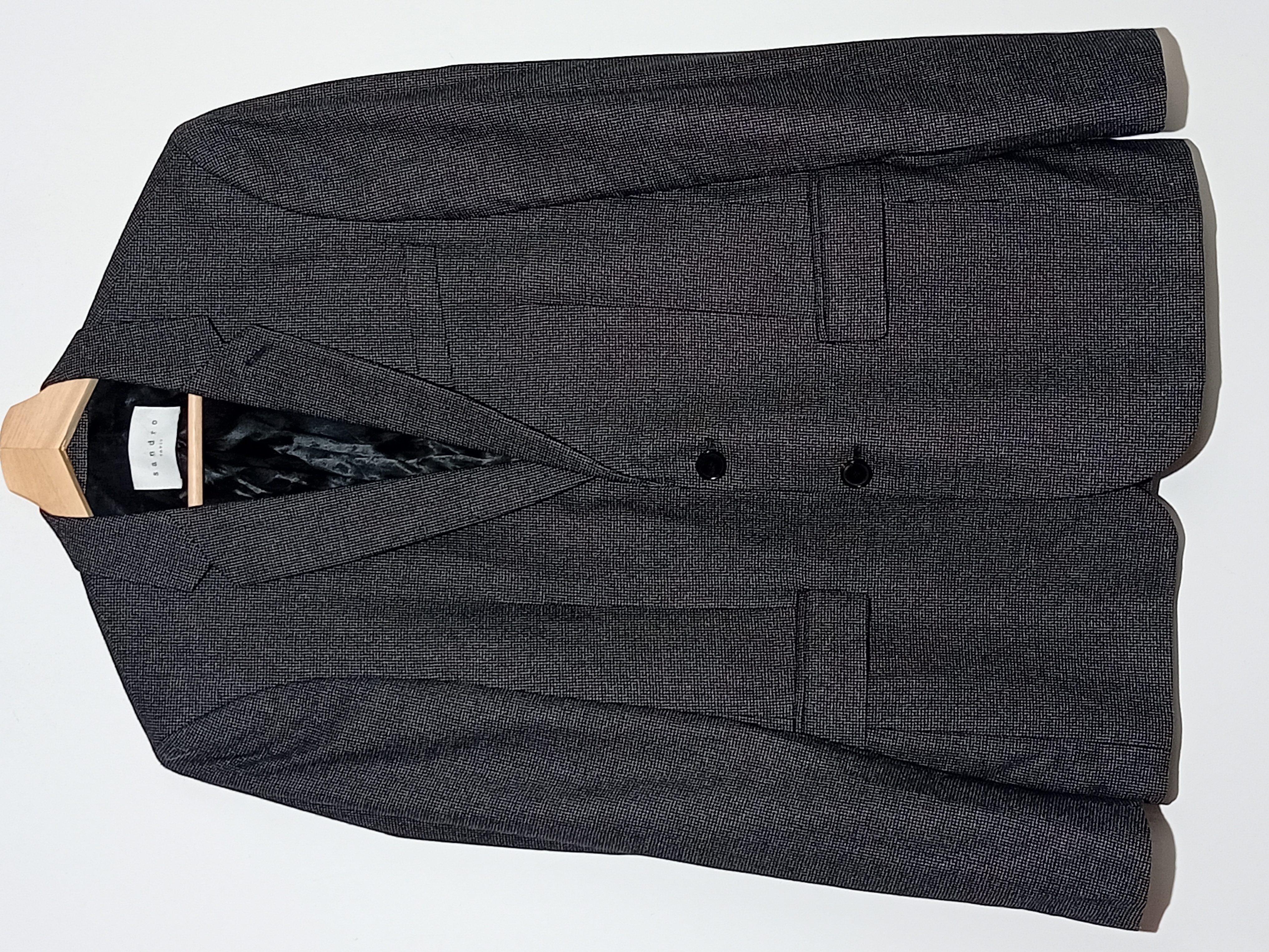 Blazer Sandro Gris Cintré Micro Motifs M