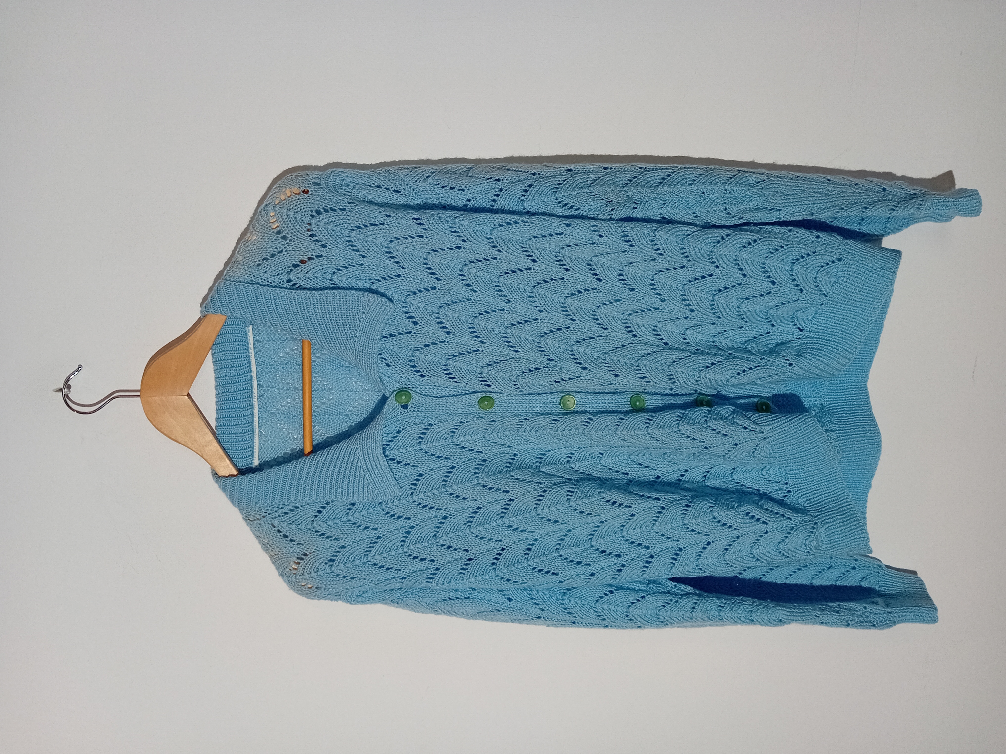 Gilet en maille ajourée bleu vintage XL