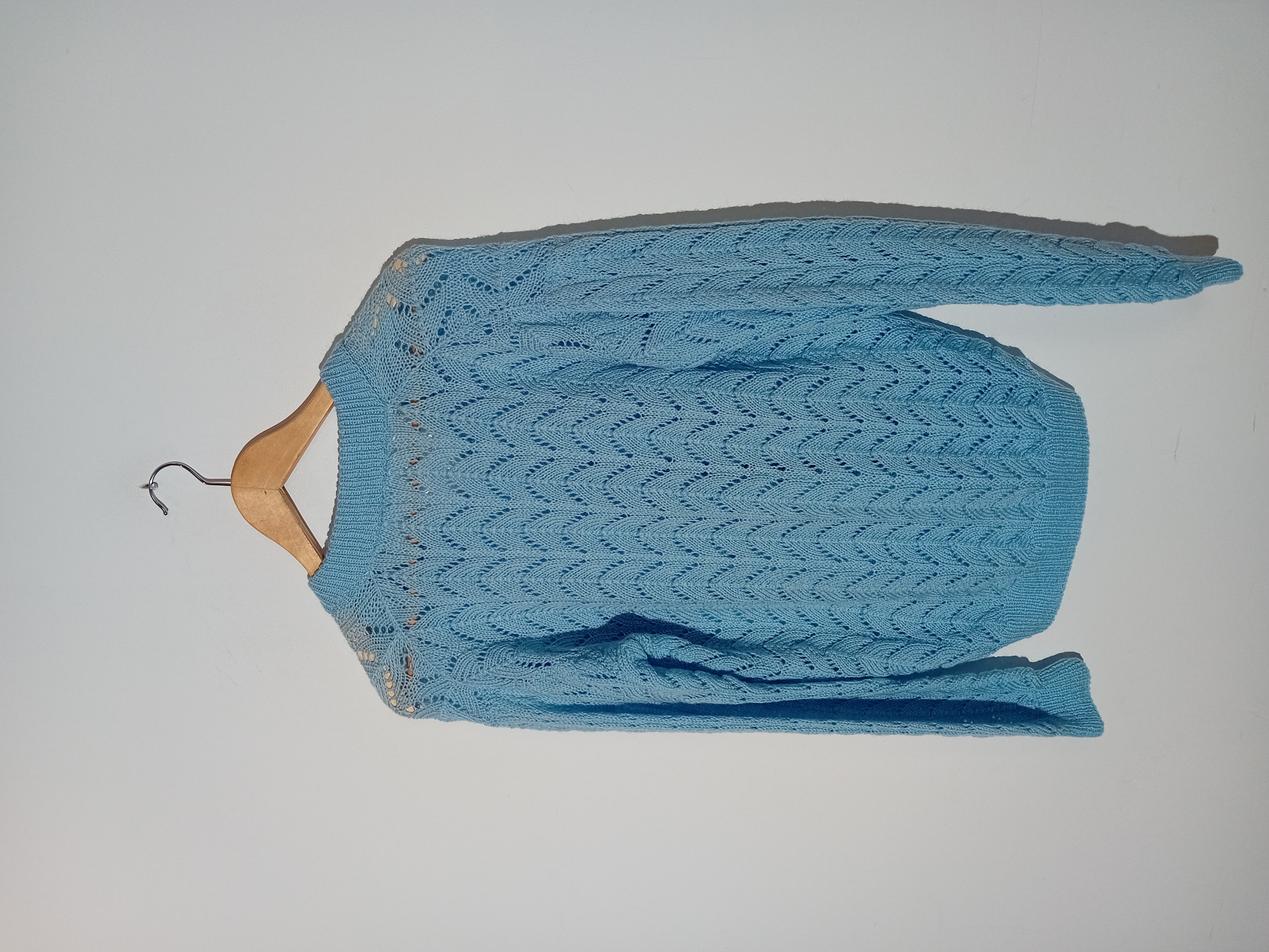 Gilet en maille ajourée bleu vintage XL