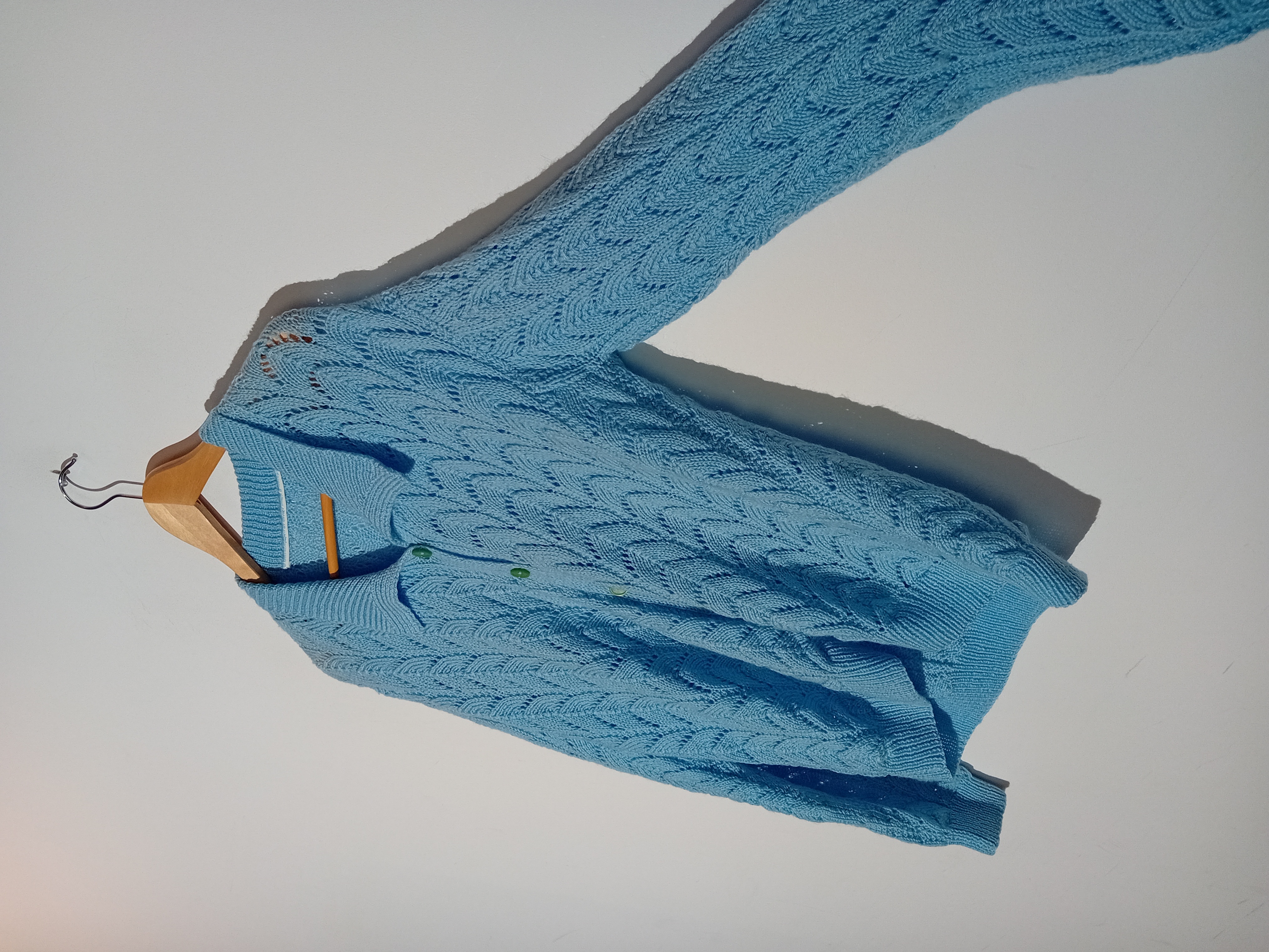Gilet en maille ajourée bleu vintage XL