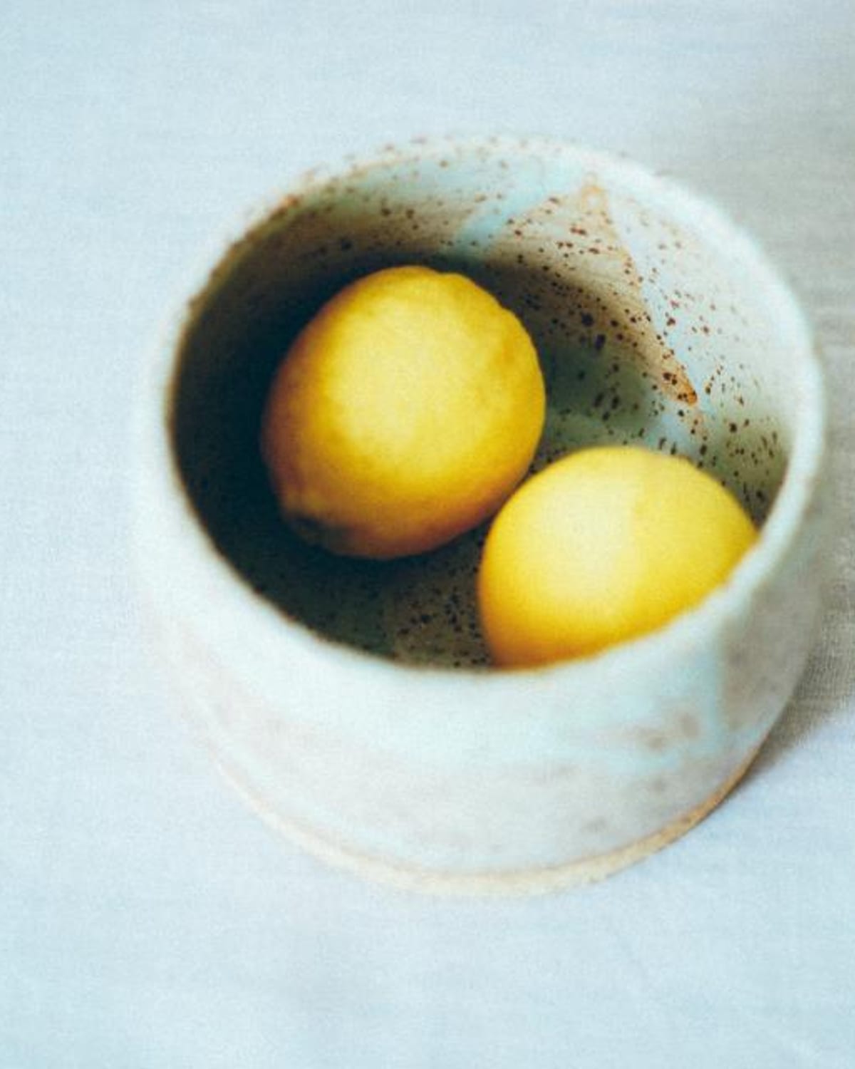 The speckled stoneware bowl, straight out of the second firing.
