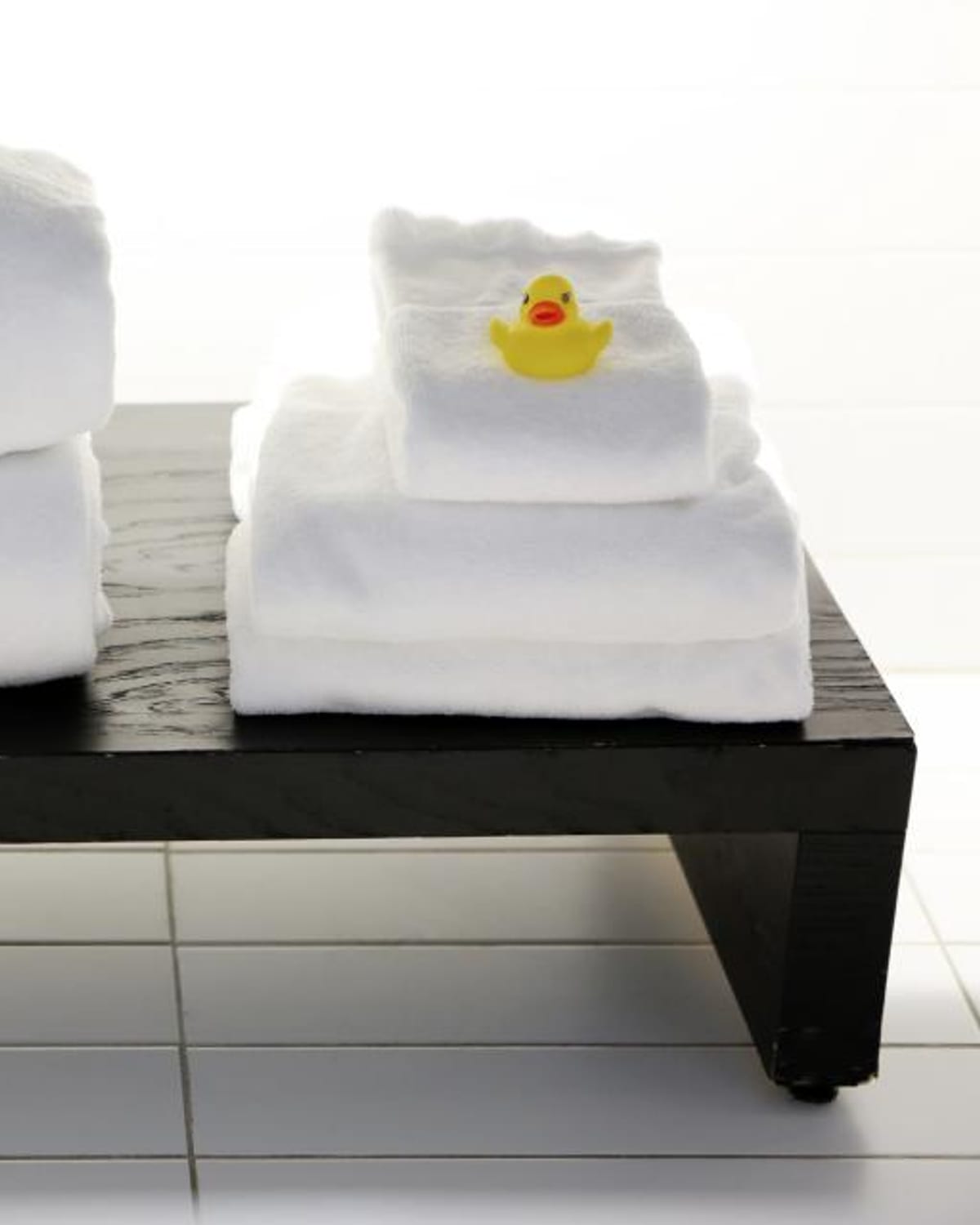 Organic cotton towels, folded after a line dry.